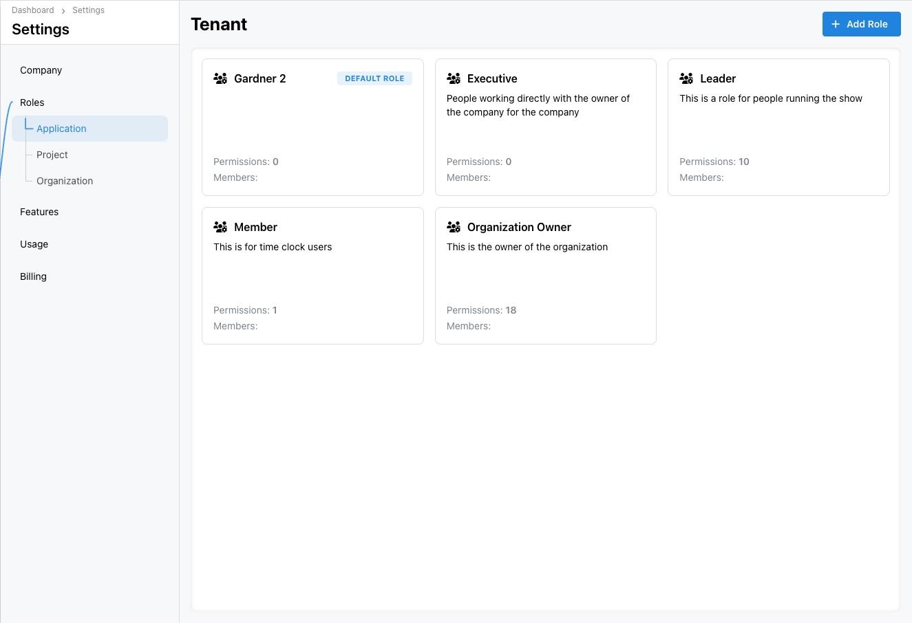 Settings Application Role